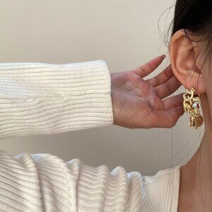 Ladies gold plated hoop earrings with charms